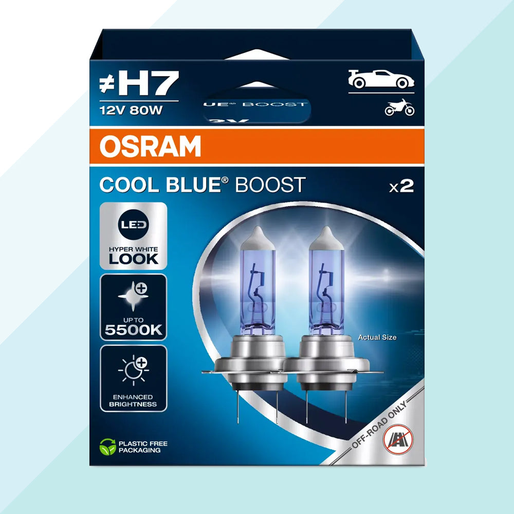 Osram Cool Blue Boost 62210CBB-HCB Coppia Lampadine Alogene H7 5500K 12V 80W Auto Moto (6015553863838)