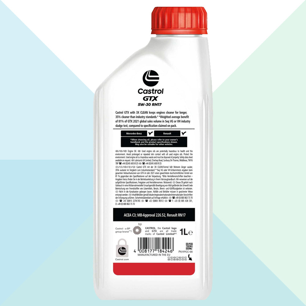 Castrol GTX 15F6E4Olio Motore Auto 5W30 RN17 C3 Renault OEM RN17 MB 226.52 1 Litro (9786325991761)