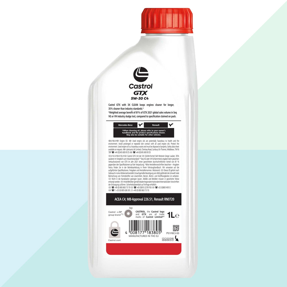 Castrol GTX 15F64C Olio Motore Auto 5W30 C4 Renault OEM RN 0720 MB 226.51 1 Litro (9786403193169)