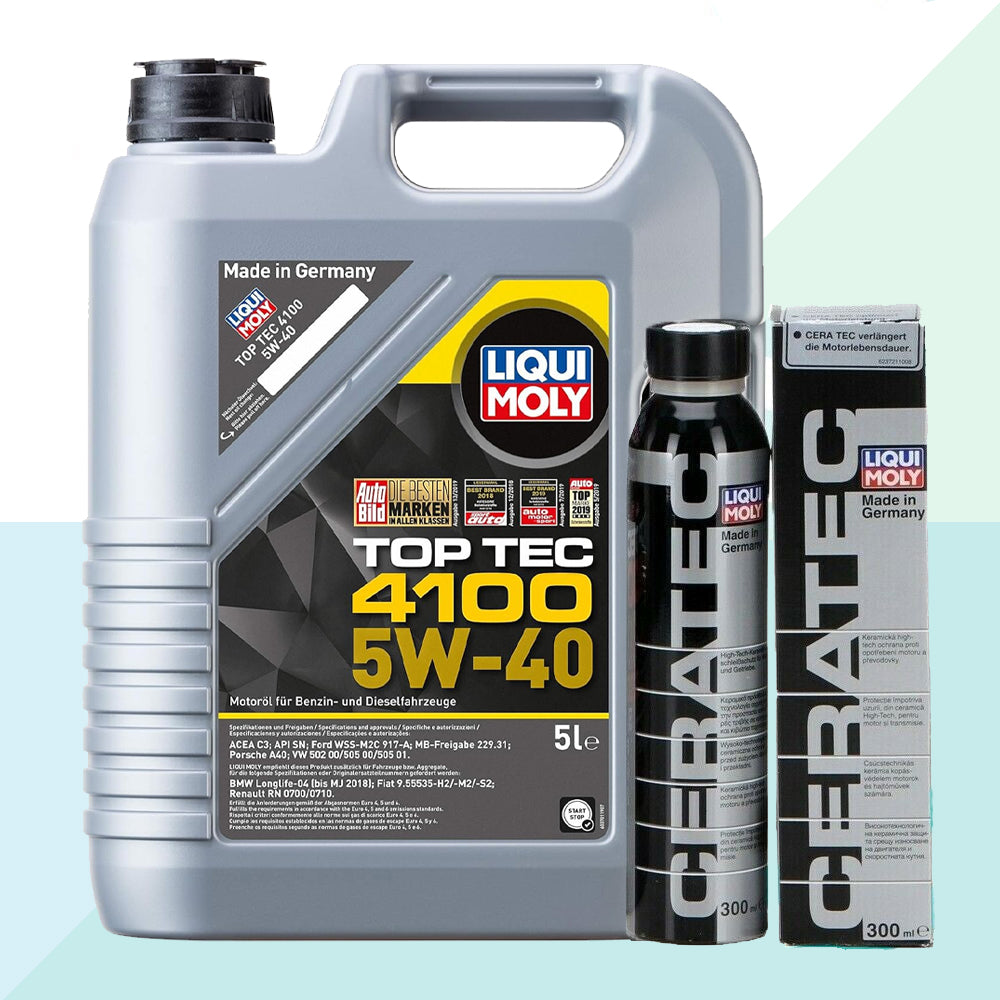 Liqui Moly Kit Top Tec 4100 5W40 C3 BMW Olio Motore Sintetico 5 LT + Ceratec 9511+3721 (9081167020369)