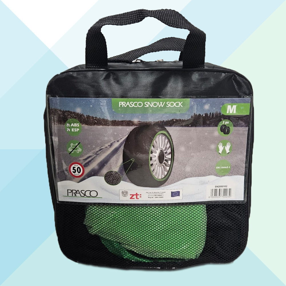 Set 2 Calze da Neve in Tessuto per Auto Omologate EN 16662-1 Taglia M Prasco (8885243478353)