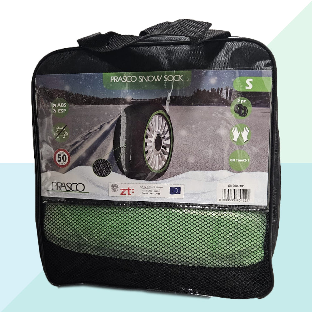 Set 2 Calze da Neve in Tessuto per Auto Omologate En 16662-1 Taglia S Prasco (8884652212561)