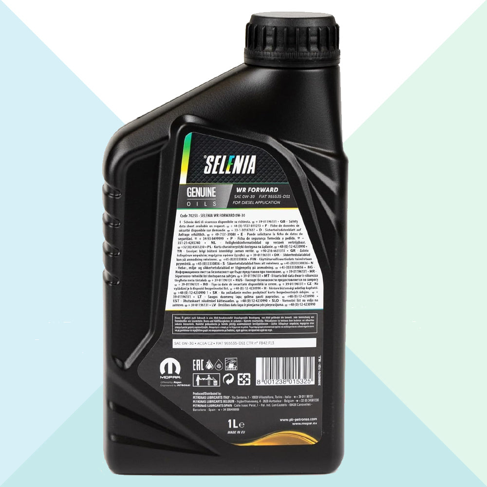 Selenia 70253EC8EU Olio Motore Originale 0W30 WR Forward C2 Diesel Euro 6 Multijet 1 Litro (6059799412894)