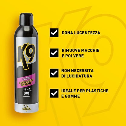 Bardahl 645028 K9 Lucidante Superiore Spray Carene Moto Schiumoso Plastiche e Gomme (8781228245329)