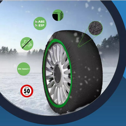 Set 2 Calze da Neve in Tessuto per Auto Omologate EN 16662-1 Taglia M Prasco (8885243478353)