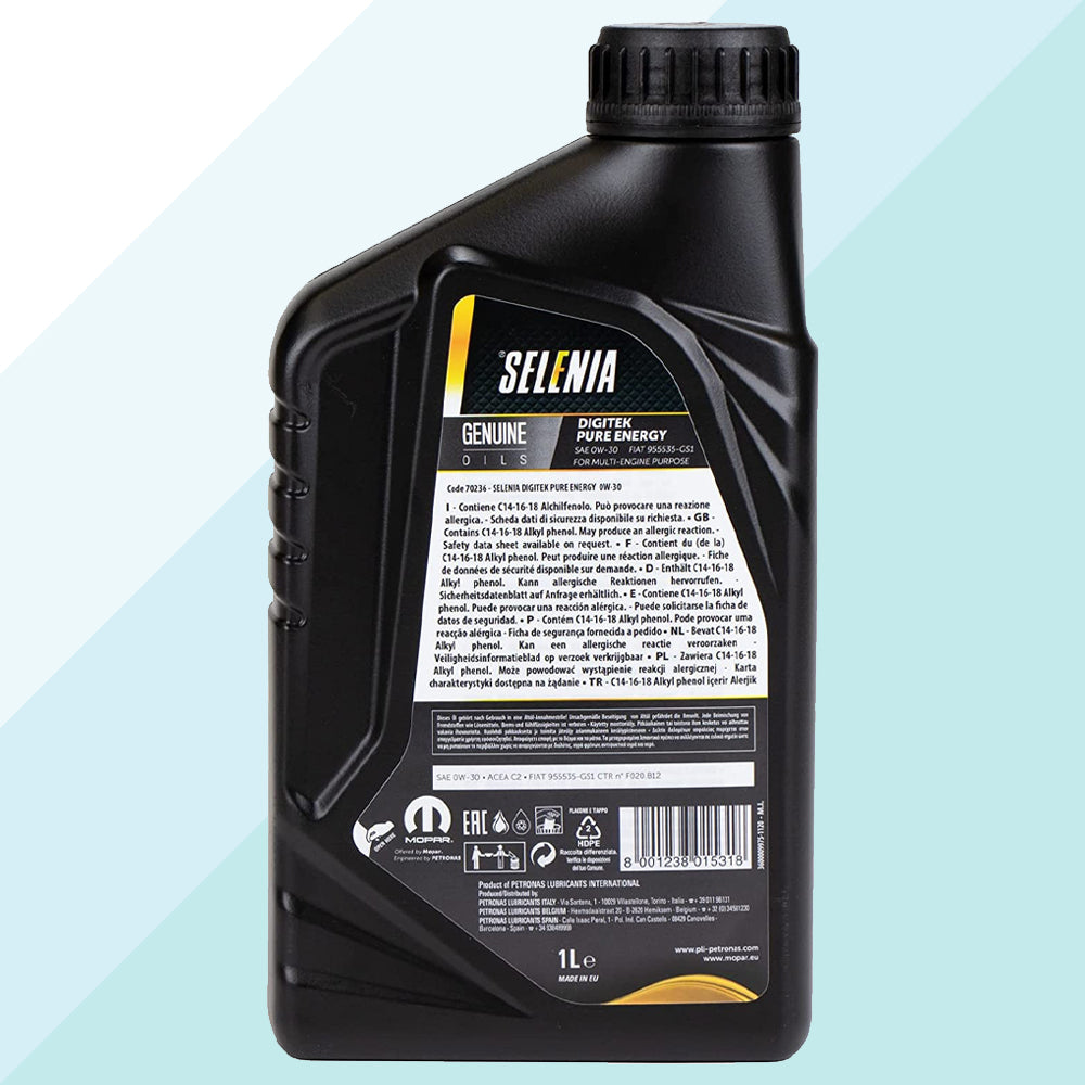 Selenia Olio Motore Originale 0W30 Digitek Pure Energy Benzina Twinair 1 Litro 13891639 (6044935159966)