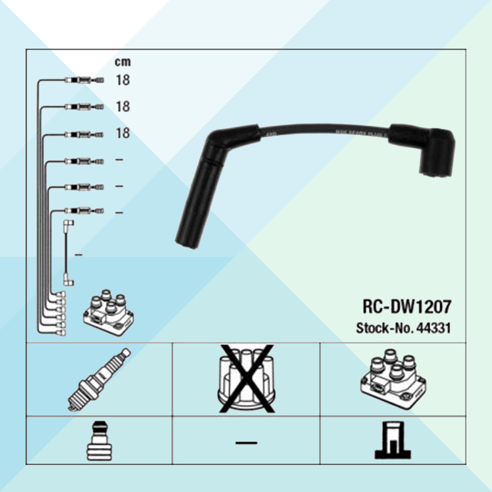 NGK Kit Cavo Accensione Chevrolet Daewoo Matiz Spark Spark Lite RC-DW1207 44331 (7823733063900)