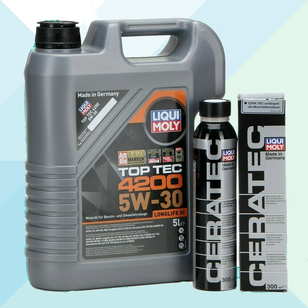 Liqui Moly Kit Top Tec 4200 5W30 C3 LL Olio Motore Sintetico 5 LT + Ceratec 8973+3721 (7677547380956)