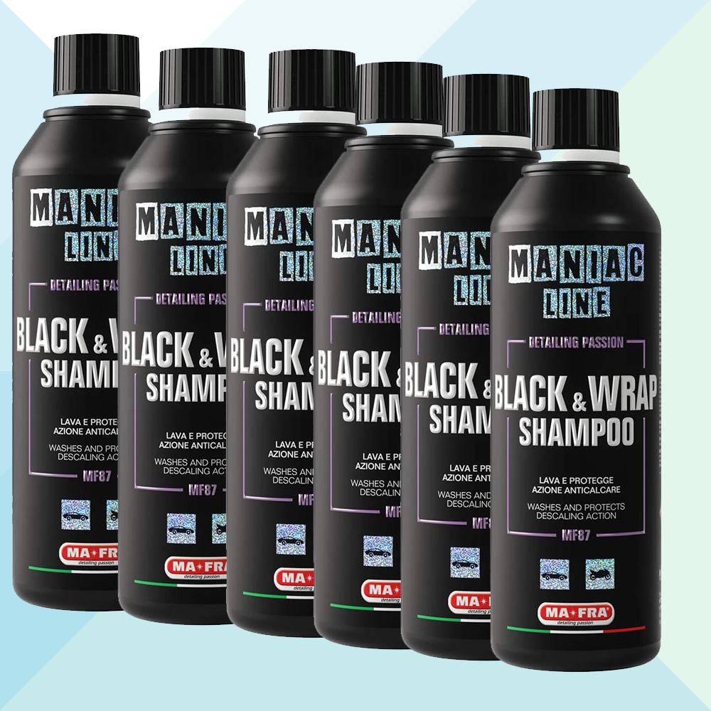 MaFra Black & Wrap Shampoo Maniac Auto Nere Wrappate ed Opache 500ml Box 6 Pezzi MF87 (7008915882142)